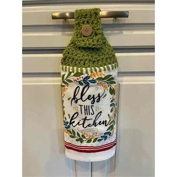 Crochet Top Kitchen Towel- Bless This Kitchen - Picture 2 of 3